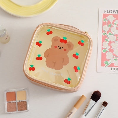 Animal [ Brown Bear ] Square Box Makeup Pouch