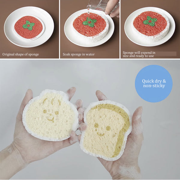 Multi-Purpose Bath Dishwashing Kitchen Sponge By U-Pick [ Bread | Bao | Egg | Tomato ]