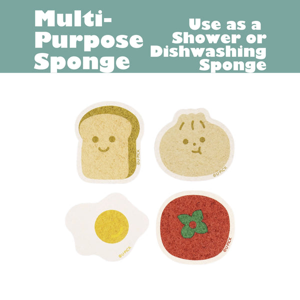 Multi-Purpose Bath Dishwashing Kitchen Sponge By U-Pick [ Bread | Bao | Egg | Tomato ]