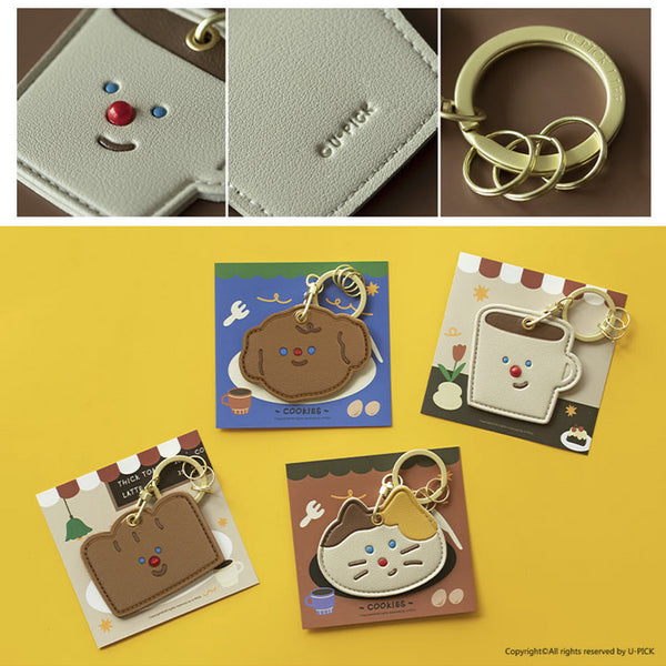 Leather Access Card Holder [ Dog ] Bag Key Chain By U-Pick