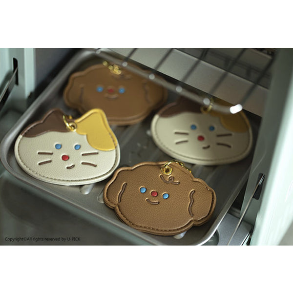 Leather Access Card Holder [ Cat ] Bag Key Chain By U-Pick
