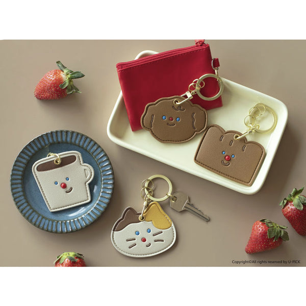 Leather Access Card Holder [ Dog ] Bag Key Chain By U-Pick