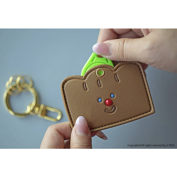 Leather Access Card Holder [ Dog ] Bag Key Chain By U-Pick