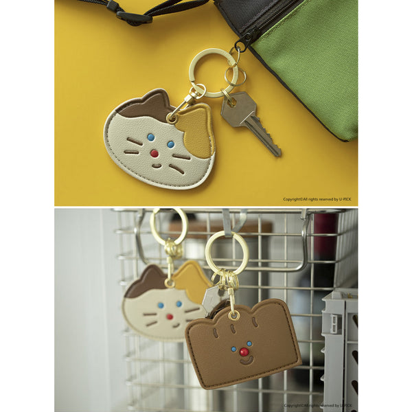 Leather Access Card Holder [ Cat ] Bag Key Chain By U-Pick