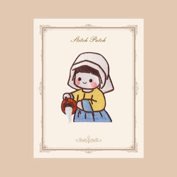 Painting Girl [ Milk Lady ] Embroidered Sticker & Iron-On Patch