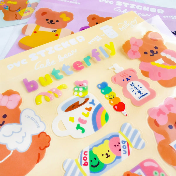 Cake Bear [Butterfly] Cute Stickers By Milkjoy
