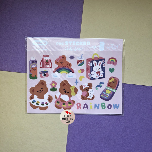 Cake Bear [Rainbow] Cute Stickers By Milkjoy