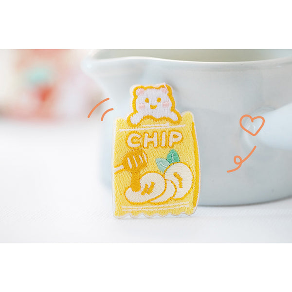 Afternoon Snack [ Honey Chips ] Embroidered Sticker & Iron-On Patch