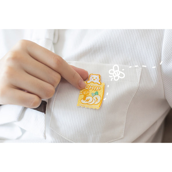 Afternoon Snack [ Honey Chips ] Embroidered Sticker & Iron-On Patch