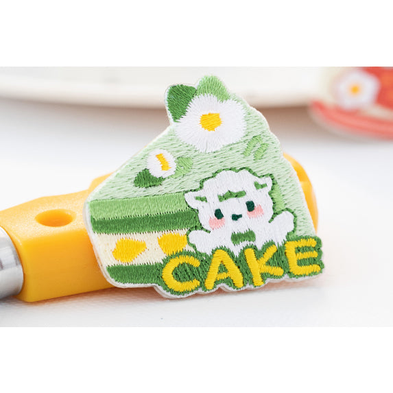 Afternoon Snack [ Matcha Cake ] Embroidered Sticker & Iron-On Patch