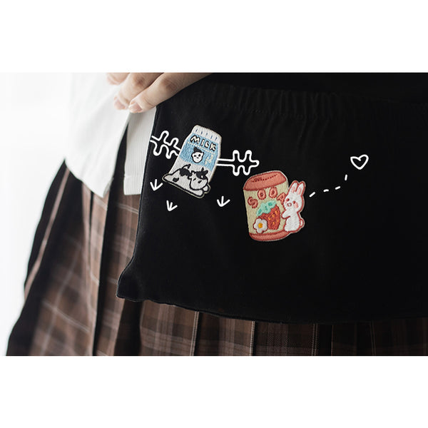 Afternoon Snack [ Fresh Milk ] Embroidered Sticker & Iron-On Patch