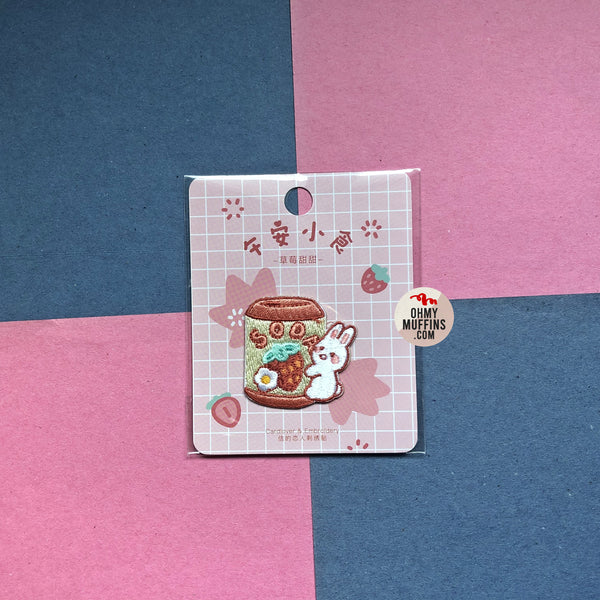 Afternoon Snack [Strawberry Soda] Embroidered Sticker & Iron-On Patch