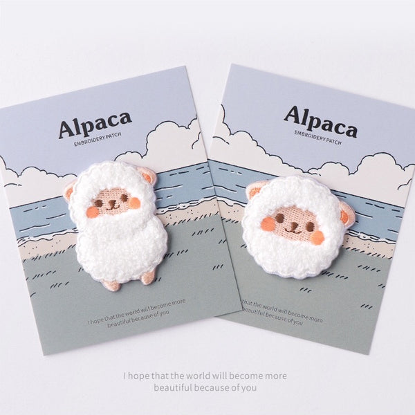 Alpaca [ Head ] Plush Embroidered Sticker & Iron-On Patch