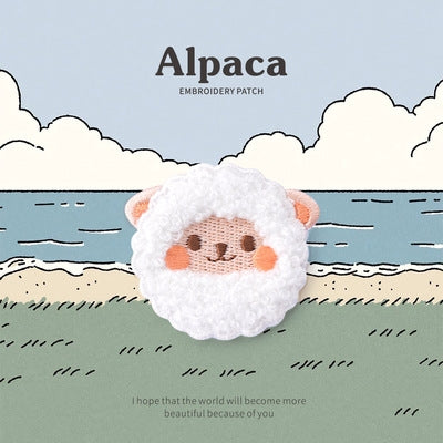 Alpaca [Head] Embroidered Sticker & Iron-On Patch