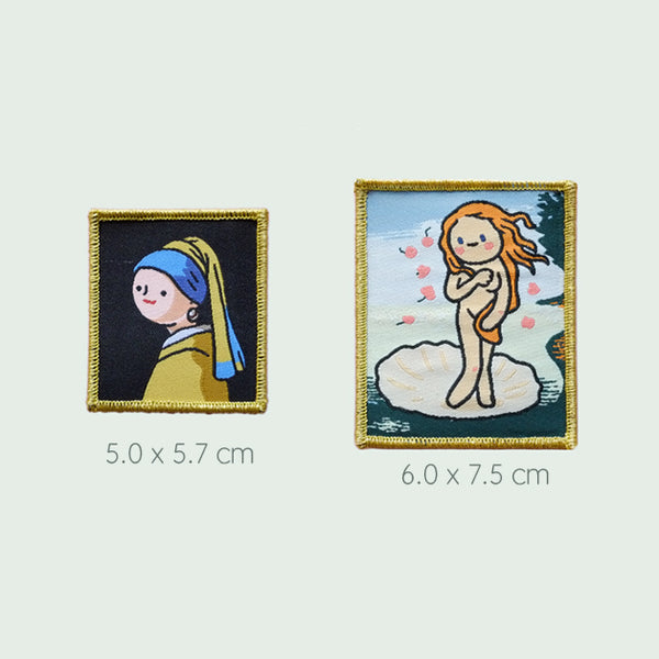 Amazing Art [ Girl with a Pearl Earring & The Birth of Venus ] Embroidered Sticker & Iron-On Patch