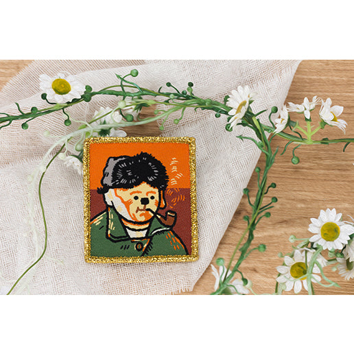 Amazing Art [ Self-Portrait with Bandaged Ear and Pipe & Lady with an Ermine ] Embroidered Sticker & Iron-On Patch
