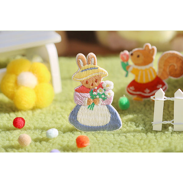 Animal Garden [Rabbit] Embroidered Sticker & Iron-On Patch