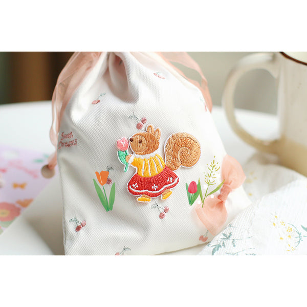Animal Garden [Squirrel] Embroidered Sticker & Iron-On Patch