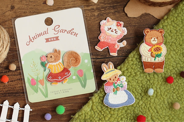 Animal Garden [Squirrel] Embroidered Sticker & Iron-On Patch
