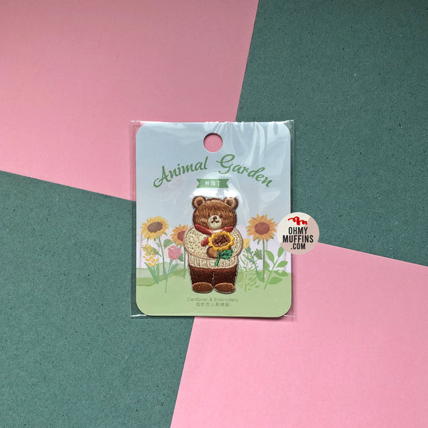 Animal Garden [Bear] Embroidered Sticker & Iron-On Patch