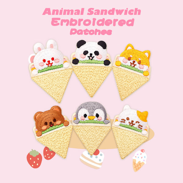 Animal Sandwich Embroidered Sticker & Iron-On Patch