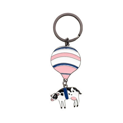 Animal Hot Air Balloon Cow Key Chain By 八涂 BaTu