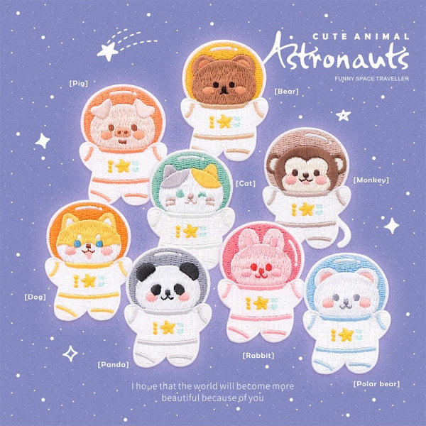 Astronaut Animal [Polar Bear] Embroidered Sticker & Iron-On Patch
