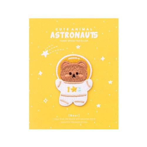 Astronaunt Animal [Brown Bear] Embroidered Sticker & Iron-On Patch
