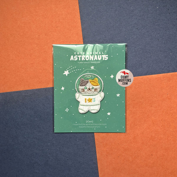 Astronaunt Animal [Cat] Embroidered Sticker & Iron-On Patch