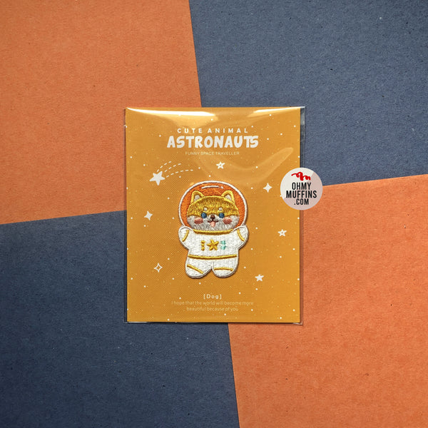 Astronaunt Animal [Dog] Embroidered Sticker & Iron-On Patch