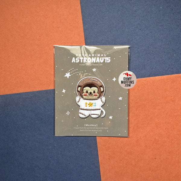 Astronaunt Animal [Monkey] Embroidered Sticker & Iron-On Patch