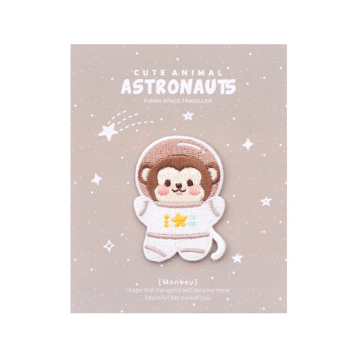 Astronaunt Animal [Monkey] Embroidered Sticker & Iron-On Patch