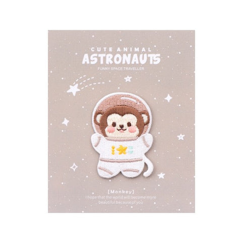 Astronaunt Animal [Monkey] Embroidered Sticker & Iron-On Patch