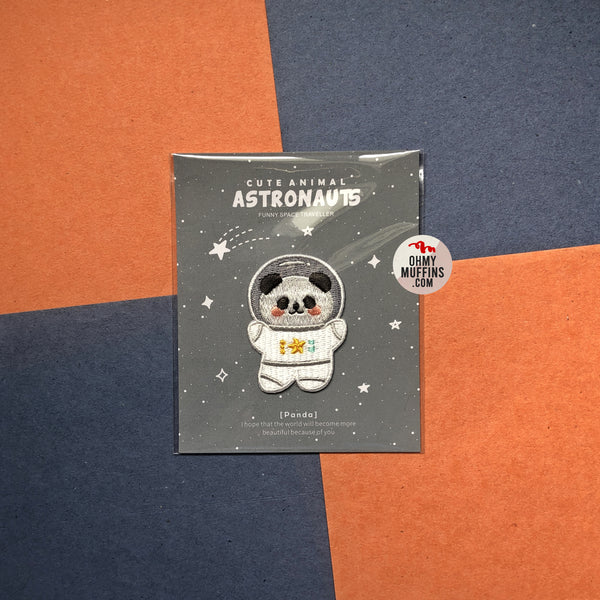 Astronaunt Animal [Panda] Embroidered Sticker & Iron-On Patch