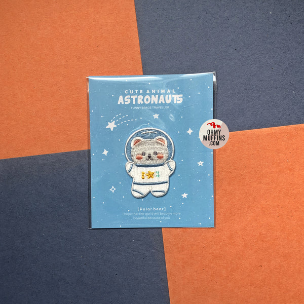 Astronaunt Animal [Polar Bear] Embroidered Sticker & Iron-On Patch