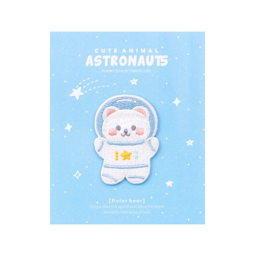 Astronaunt Animal [Polar Bear] Embroidered Sticker & Iron-On Patch