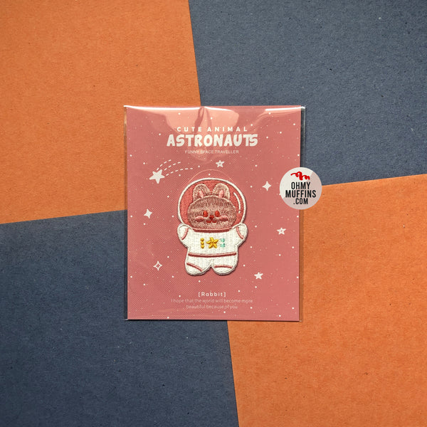 Astronaunt Animal [Rabbit] Embroidered Sticker & Iron-On Patch