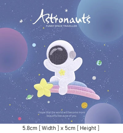 Astronaut Traveller Embroidered Sticker & Iron-On Patch