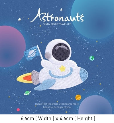 Astronaut Traveller Embroidered Sticker & Iron-On Patch
