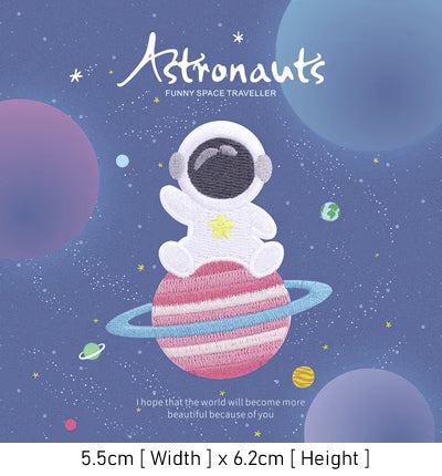Astronaut Traveller Embroidered Sticker & Iron-On Patch