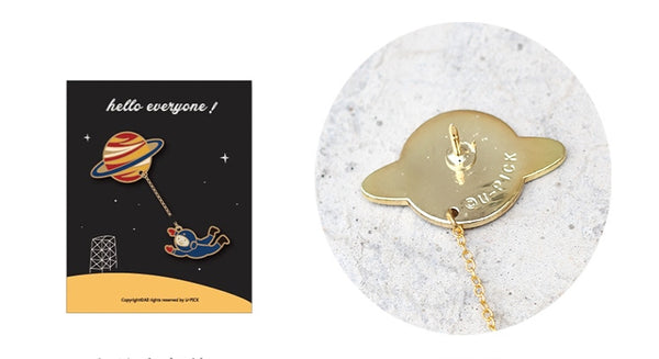 Space Astronaut Planet Enamel Pin By U-Pick