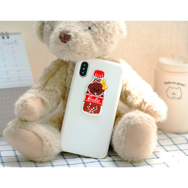 Autumn Drinks [Teddy Dog Cola] Embroidered Sticker & Iron-On Patch