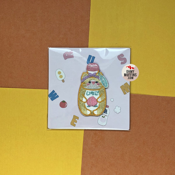 Autumn Drinks [Cat Peach Juice] Embroidered Sticker & Iron-On Patch