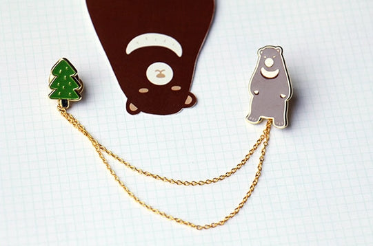Animal Bear Tree Enamel Pin By U-Pick