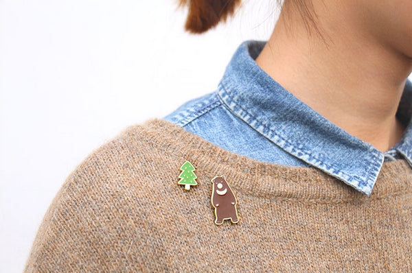 Animal Bear Tree Enamel Pin By U-Pick