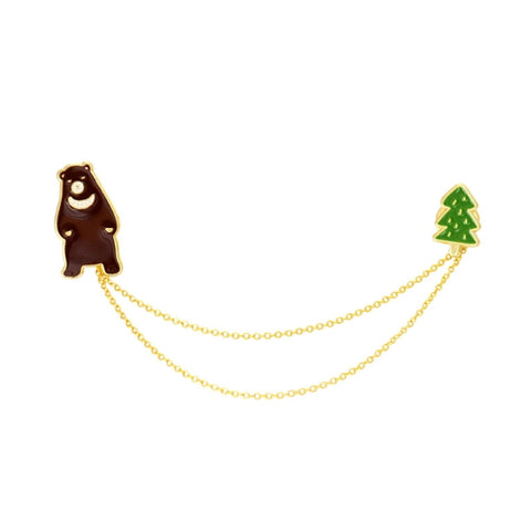 Animal Bear Tree Enamel Pin By U-Pick