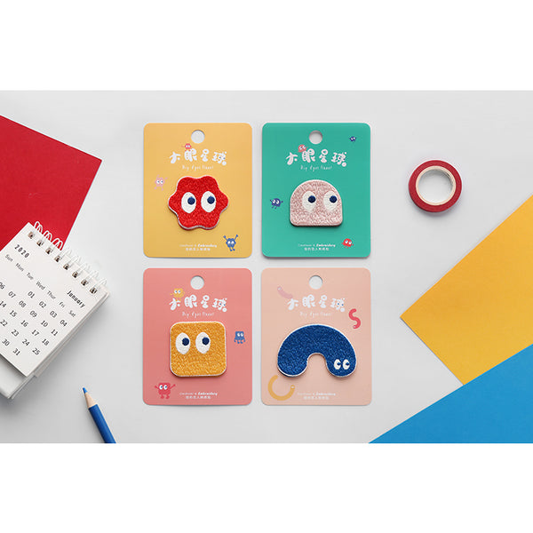 Big Eyes Planet [ Red ] Embroidered Sticker & Iron-On Patch