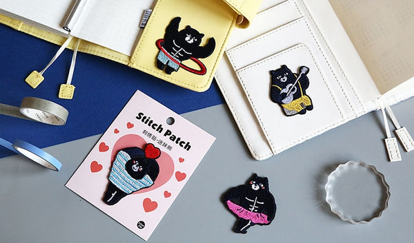 Black Bear Club [Music Bear] Embroidered Sticker Patch