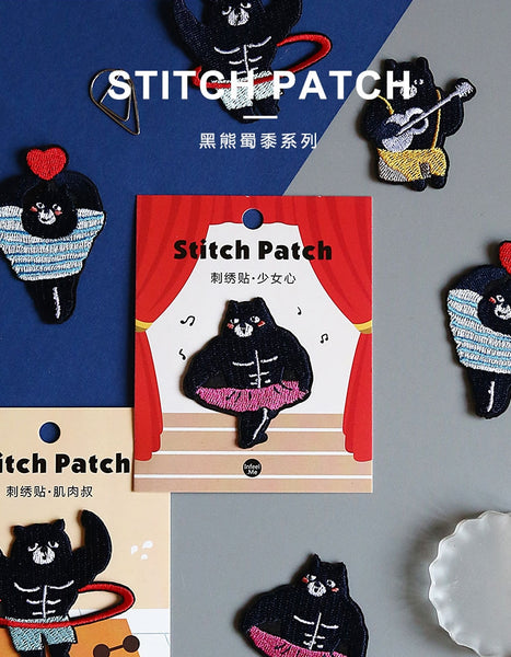 Black Bear Club [Ballet Bear] Embroidered Sticker Patch