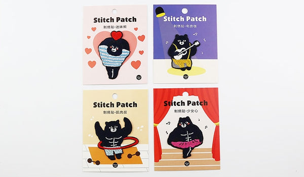 Black Bear Club [Music Bear] Embroidered Sticker Patch